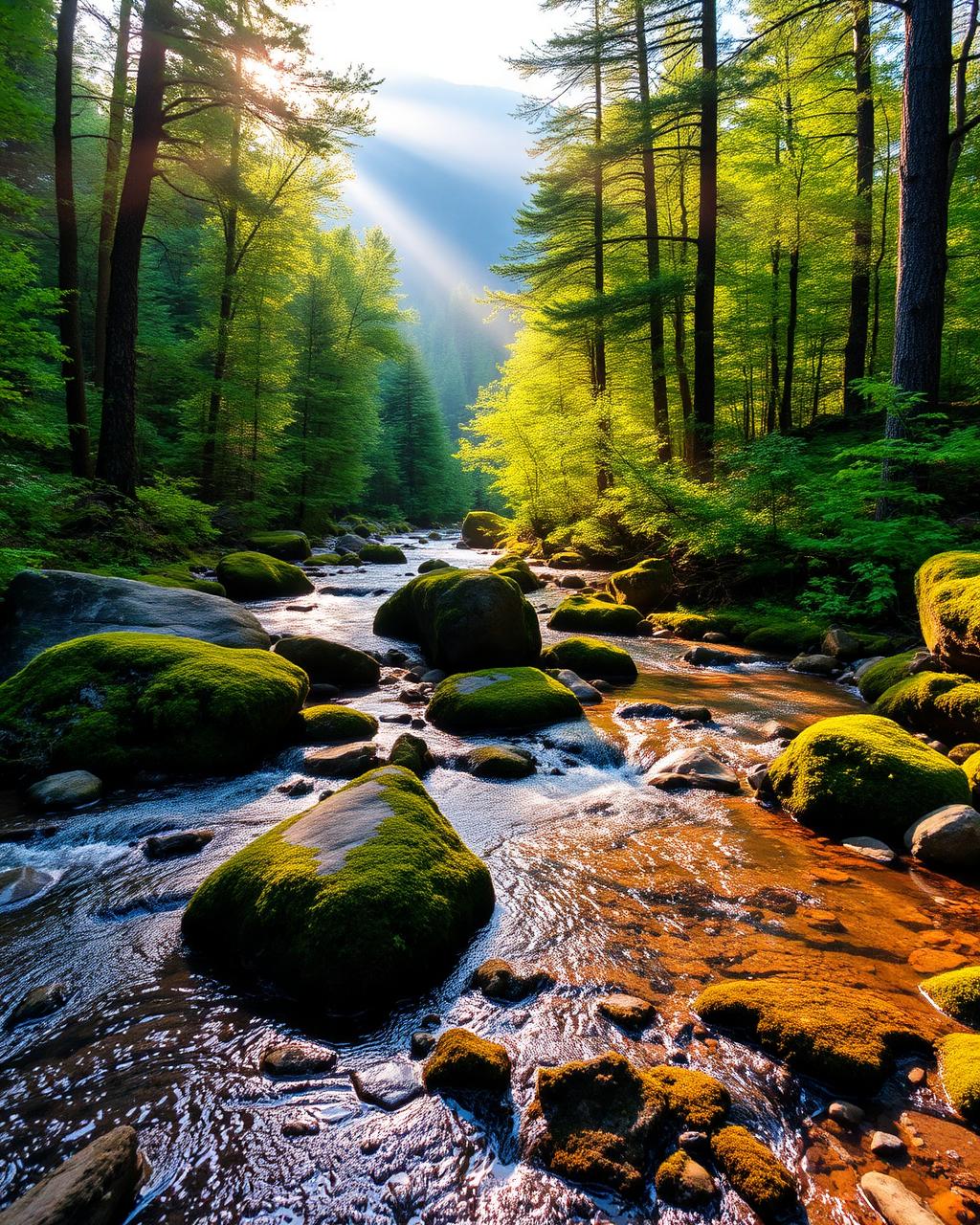Mountain creek running through the forest near Murphy, North Carolina