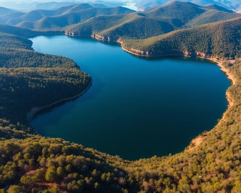 Aerial view of a mountain lake near Murphy, North Carolina